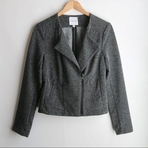 🆕 Catherine Malandrino Grey Moto Blazer Size XL